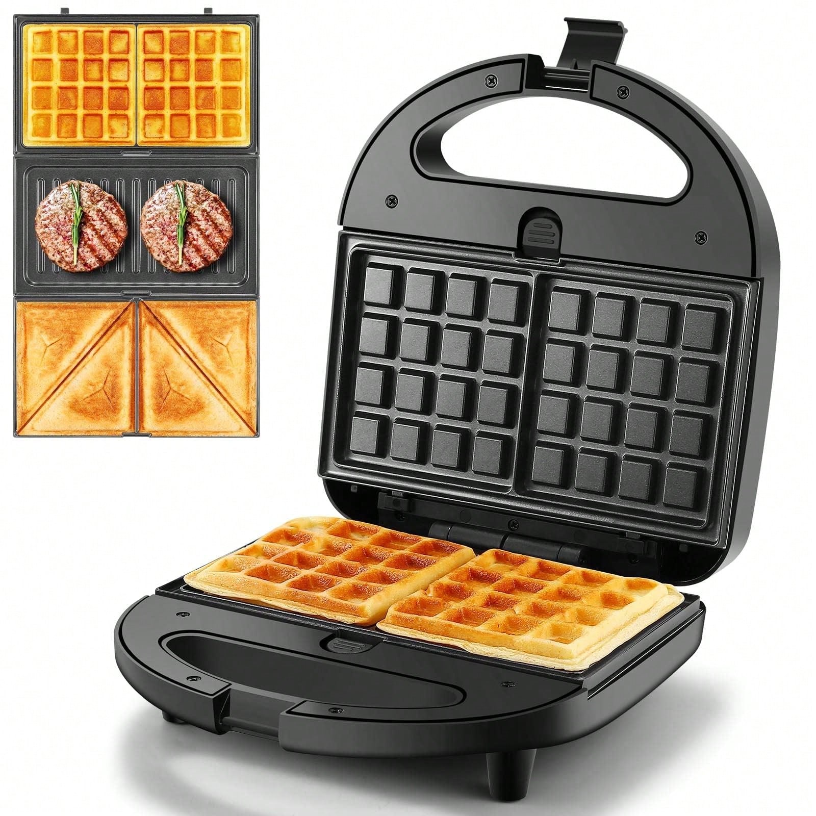 Sandwich Press Grill - 3-In-1 Sandwich Waffle Maker 750W Non-Stick