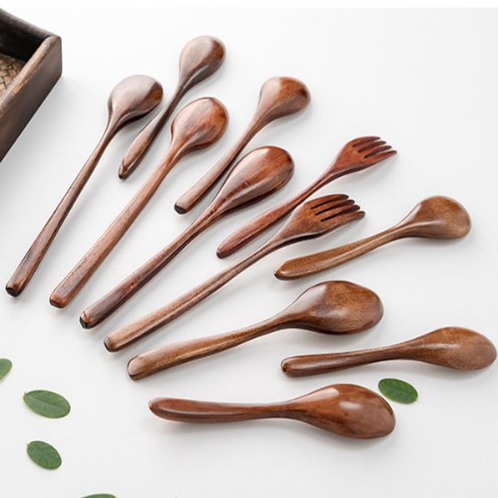 Kitchen Appliances Combo - Natural Wooden Spoon Fork Dinner Kit