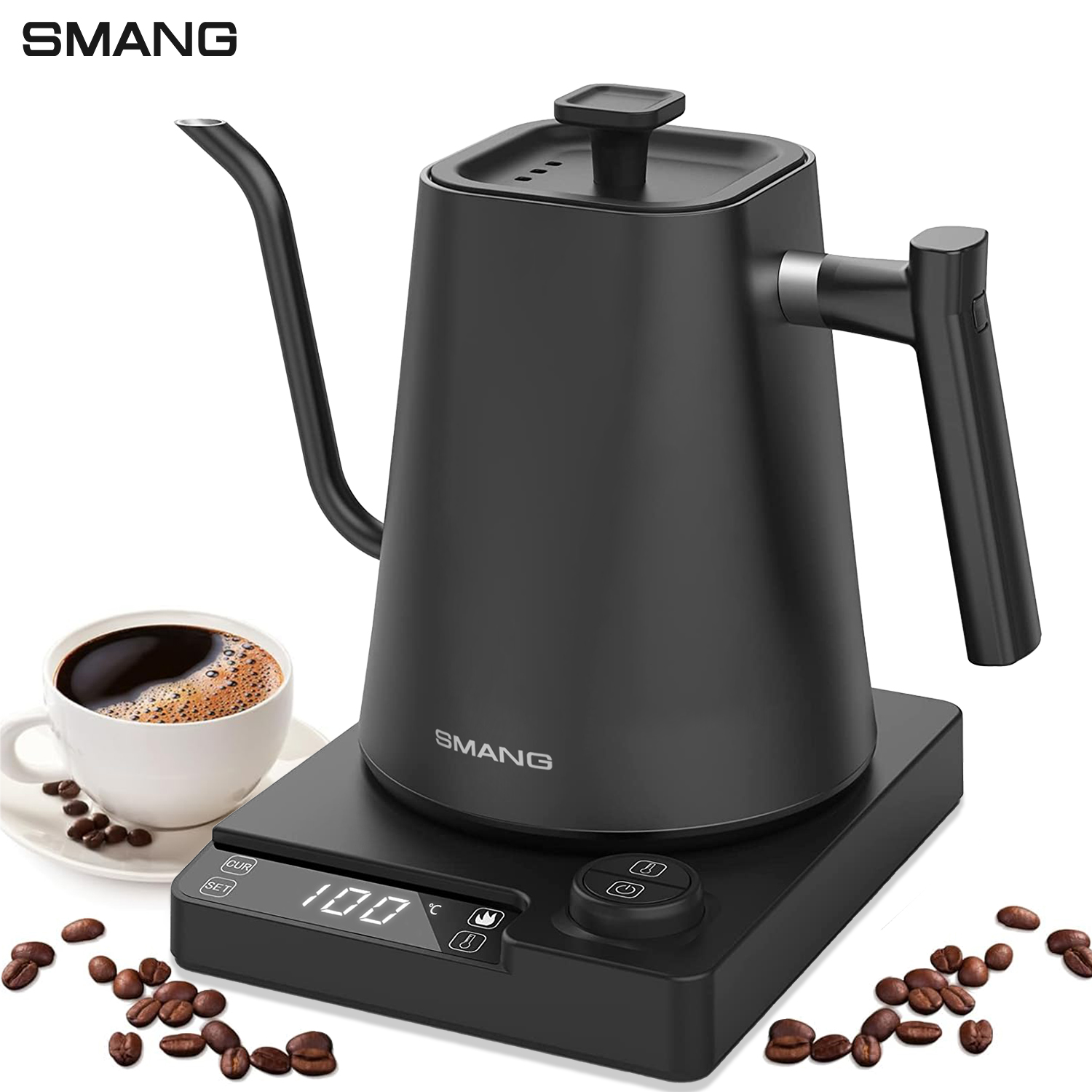 Electric Kettle Gooseneck - SMANG 1200W Gooseneck Electric Kettle 1L