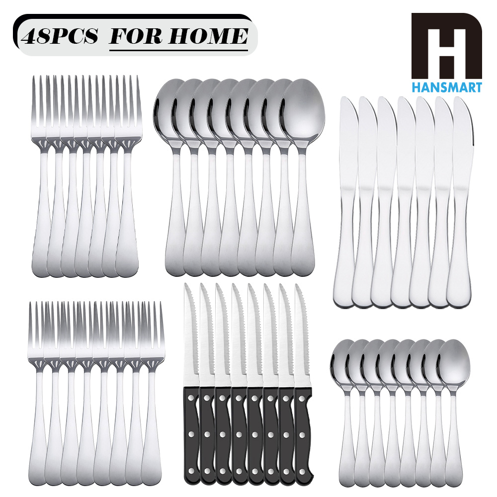 Kitchen Appliances Combo - KOOMADE 48Pcs Stainless Steel Cutlery Set