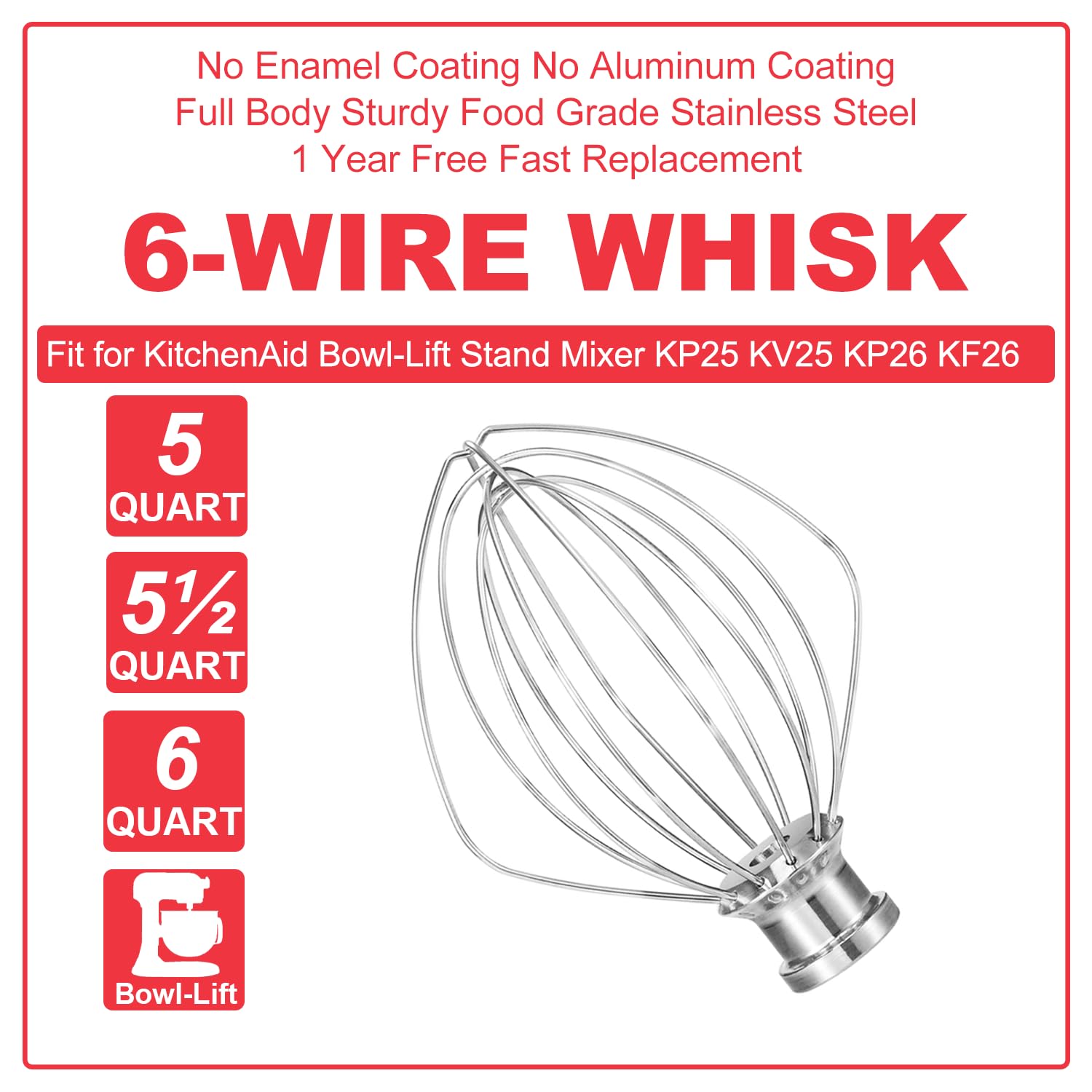Kitchenaid Mixer Pro 600 - Wire Whip for Kitchenaid 6 Qt