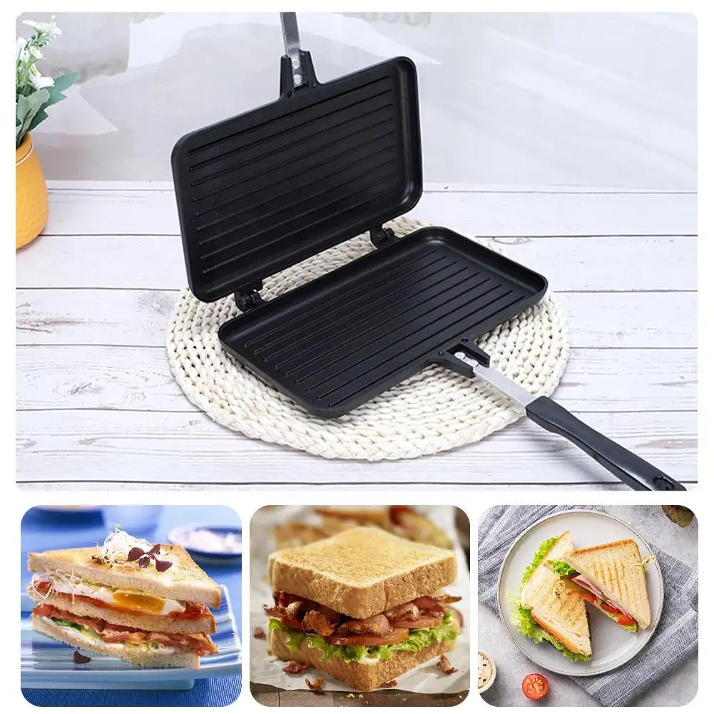 Sandwich Press Grill - Double-Sided Frying Pan Non-Stick Sandwich Maker