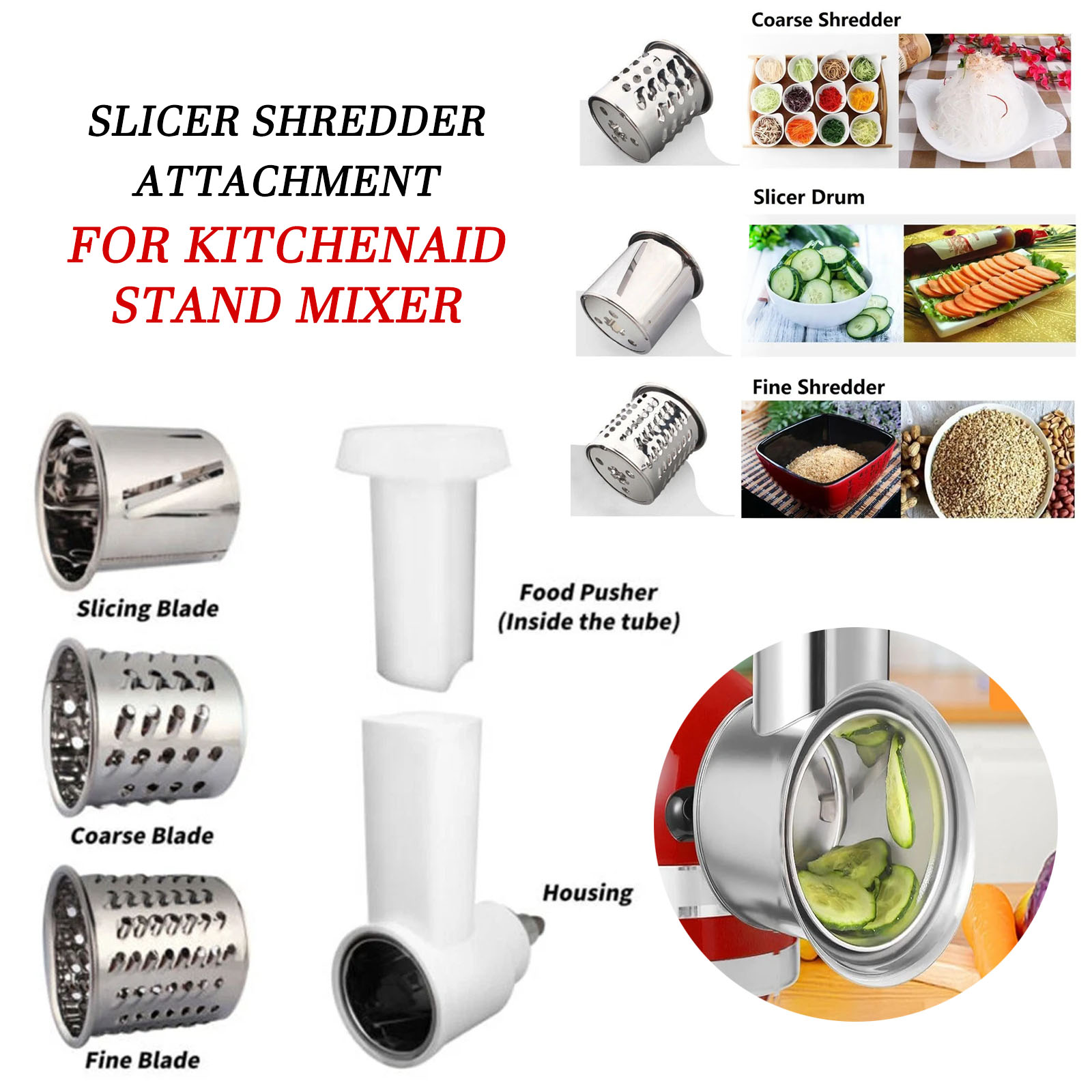 Meat Grinder Attachment - Slicer And Shredder Attachment 3 In
