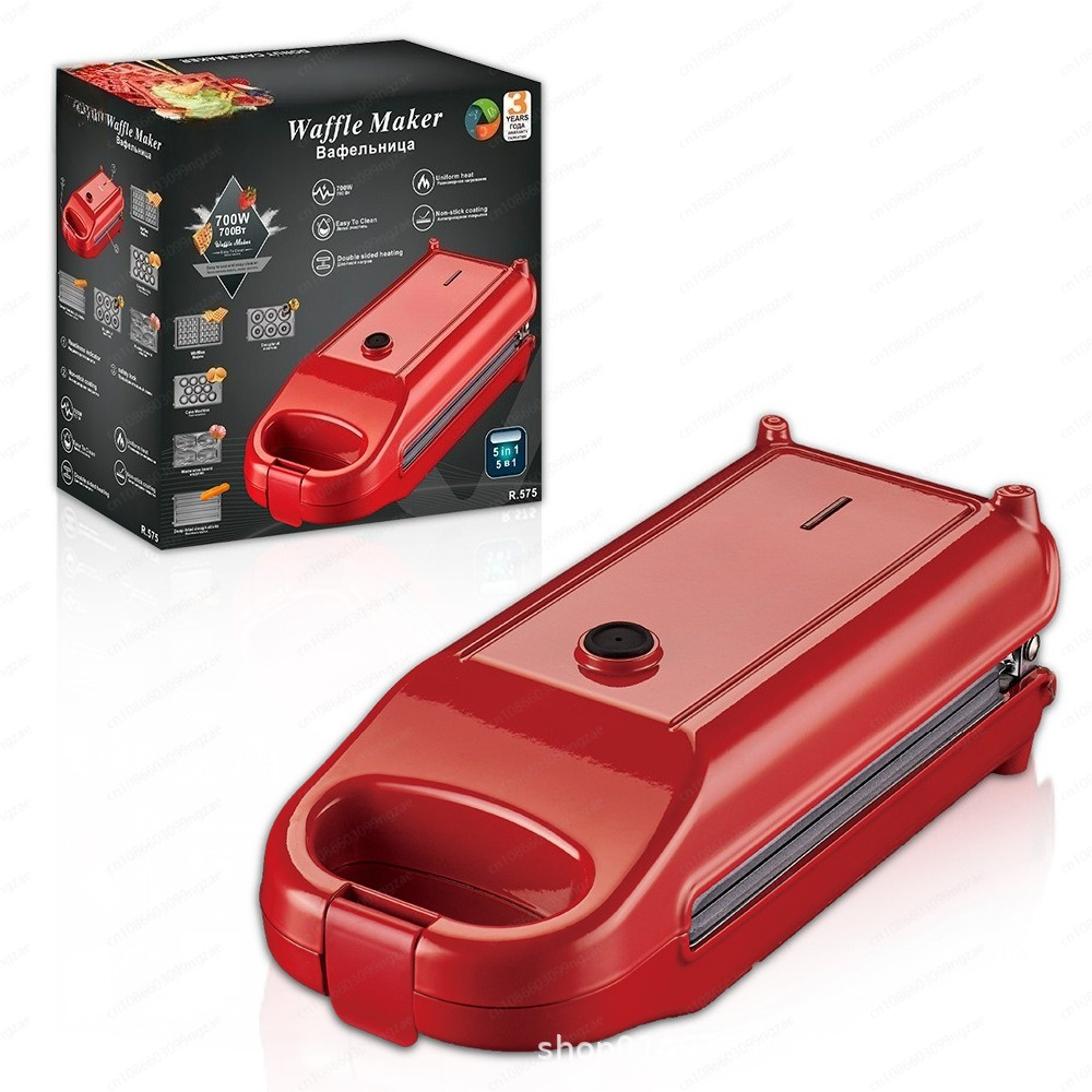 Sandwich Press Grill - 5-in-1 Multifunctional Household Breakfast Machine Electric