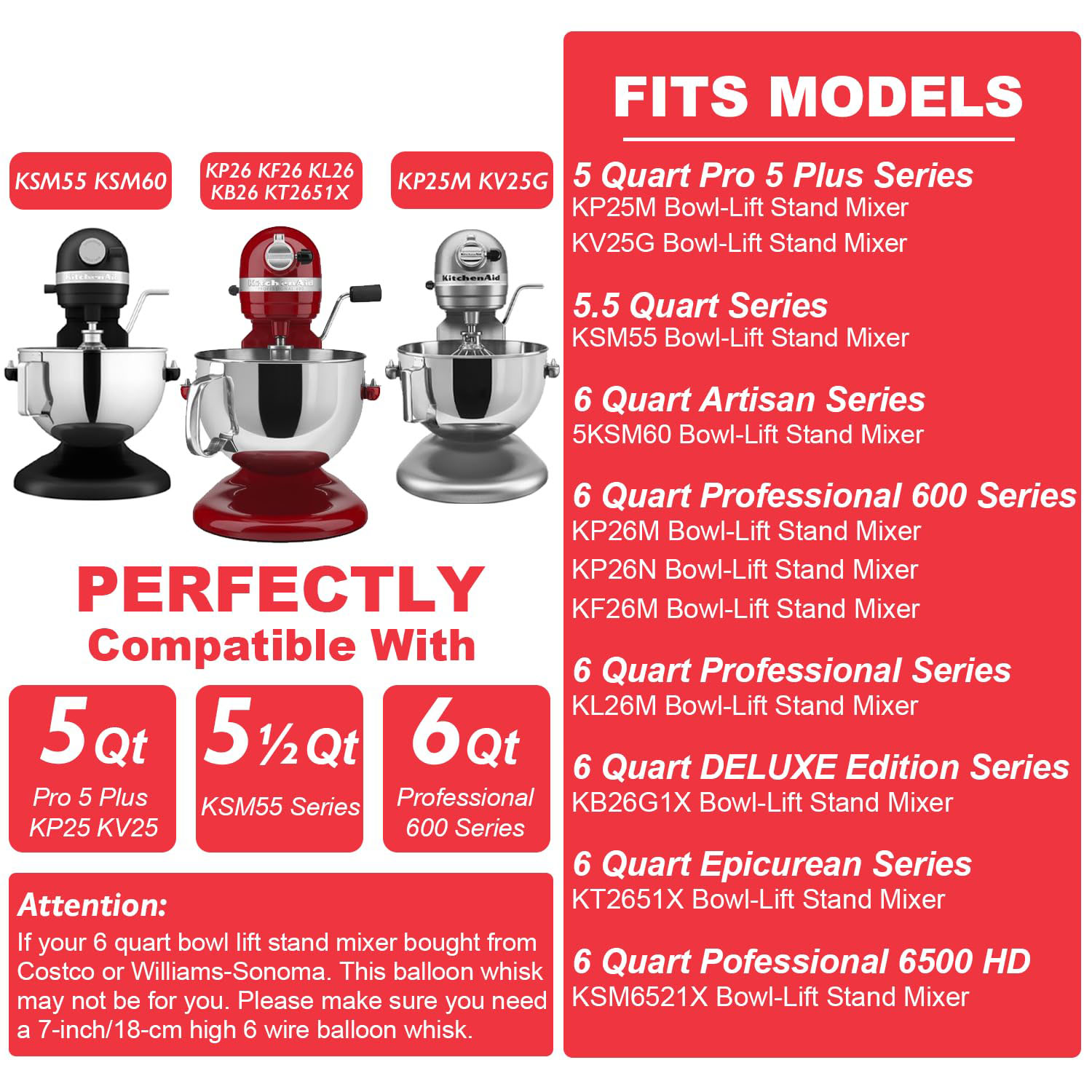 Wire Whip for Kitchenaid 6 Qt  - đánh giá và giá Kitchenaid Mixer Pro 600