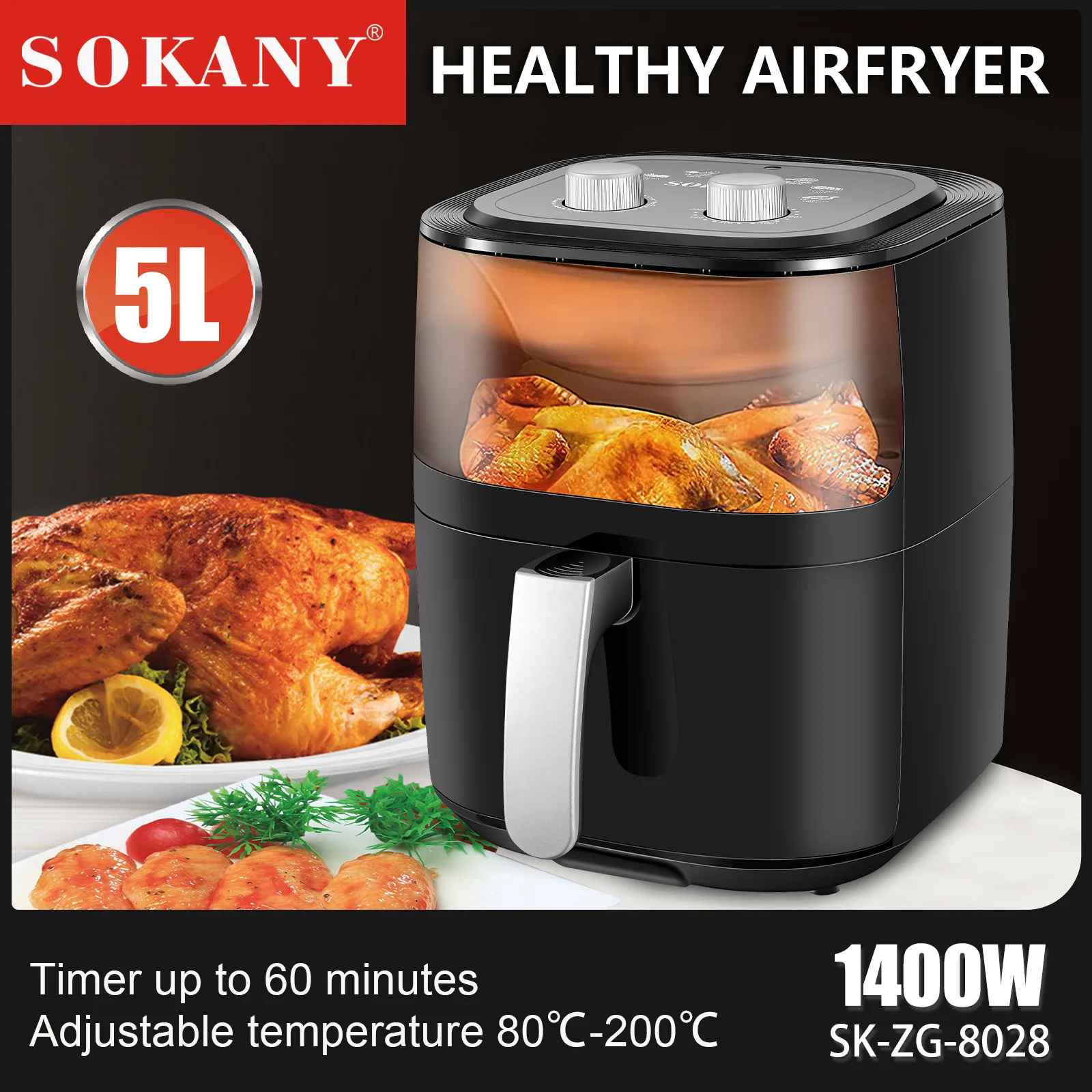 Wholesale Sokany 5L Smart Digi - đánh giá và giá Air Fryer 5L Digital