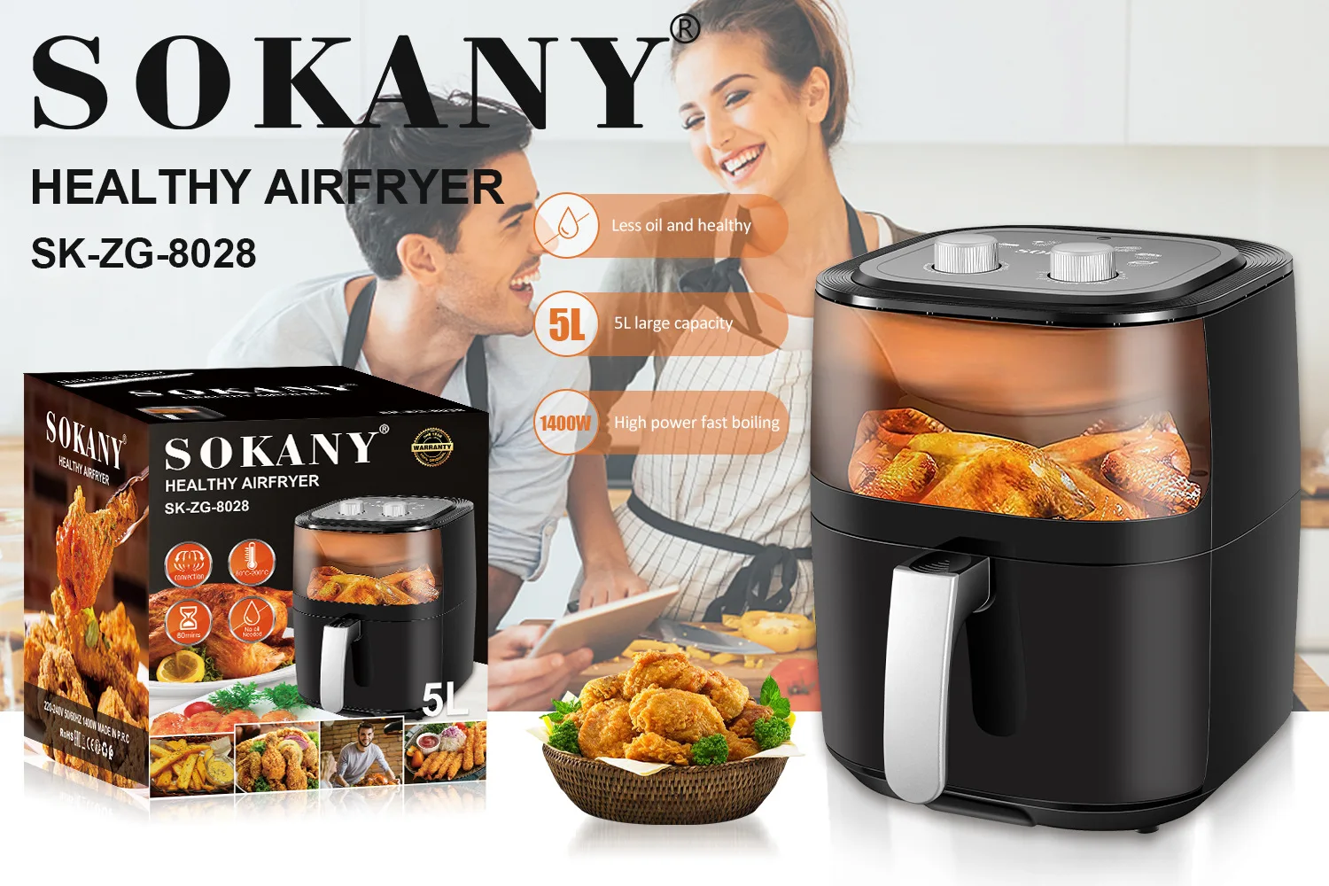 Wholesale Sokany 5L Smart Digi - đánh giá và giá Air Fryer 5L Digital